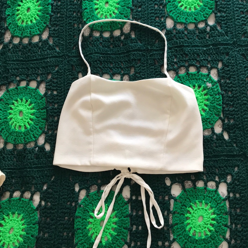 American threads white crop top.